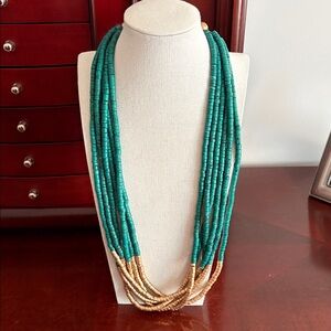 Green and Gold Painted Wood Necklace